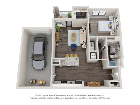 Floor plan for 1 bed, 1 bath, 850 sqft